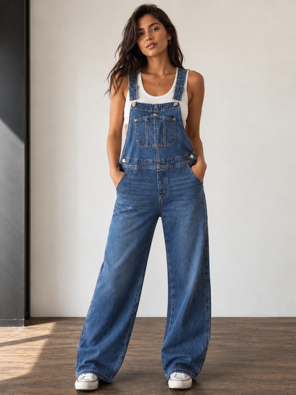 Old Navy Blue Wide-Leg Denim Overalls